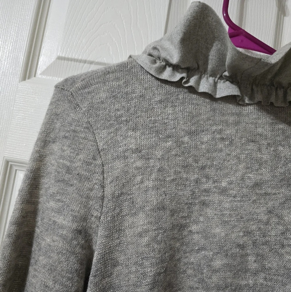 A'Reve Anthropologie Ruffled Open Front Cardigan, Wool Blend, Curved Hem, EUC! - Picture 7 of 11